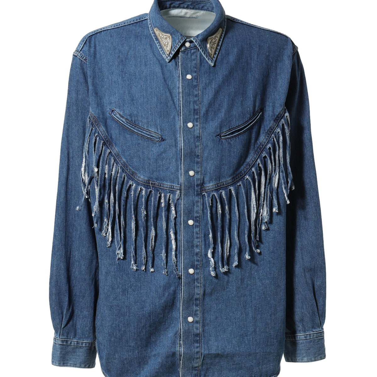 TOGA ARCHIVES FW23 DENIM FRINGE SHIRT / BLU -NUBIAN