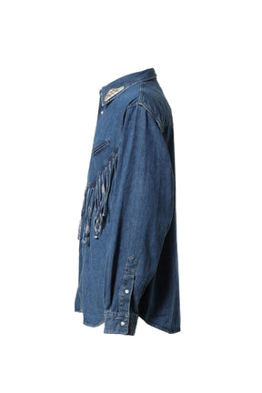 TOGA ARCHIVES FW23 DENIM FRINGE SHIRT / BLU -NUBIAN