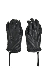 HORSE LEATHER TWIST W ZIP GLOVE / BLK