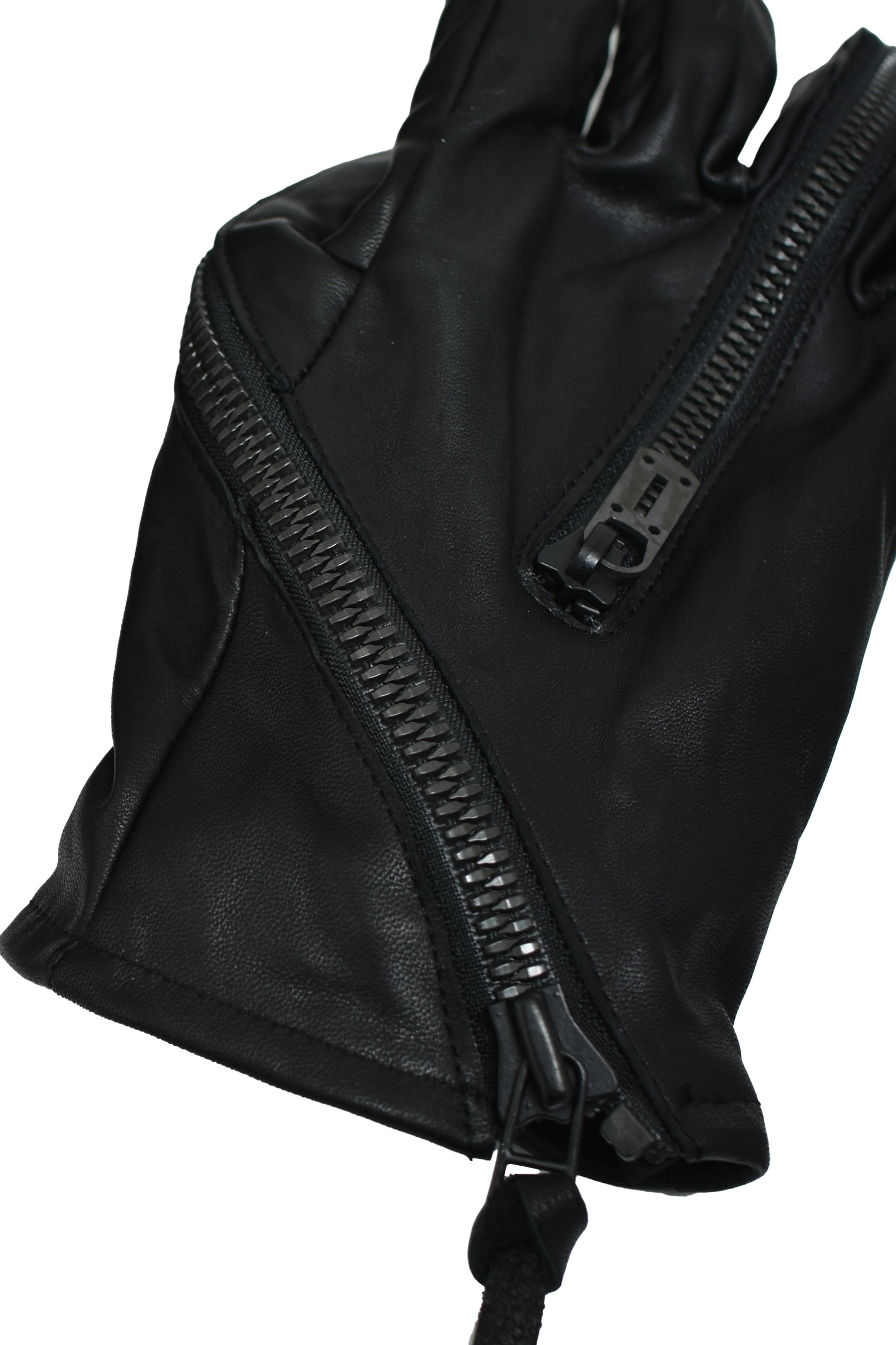 HORSE LEATHER TWIST W ZIP GLOVE / BLK