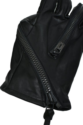 HORSE LEATHER TWIST W ZIP GLOVE / BLK