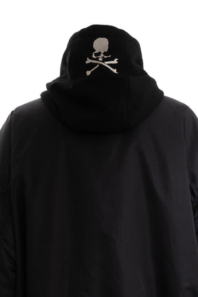 NYLON HOODED BOMBER JACKET / BLK