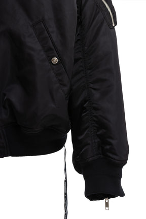 NYLON HOODED BOMBER JACKET / BLK