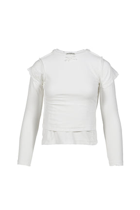 COTTON DOUBLE LS T-SHIRTS / WHT