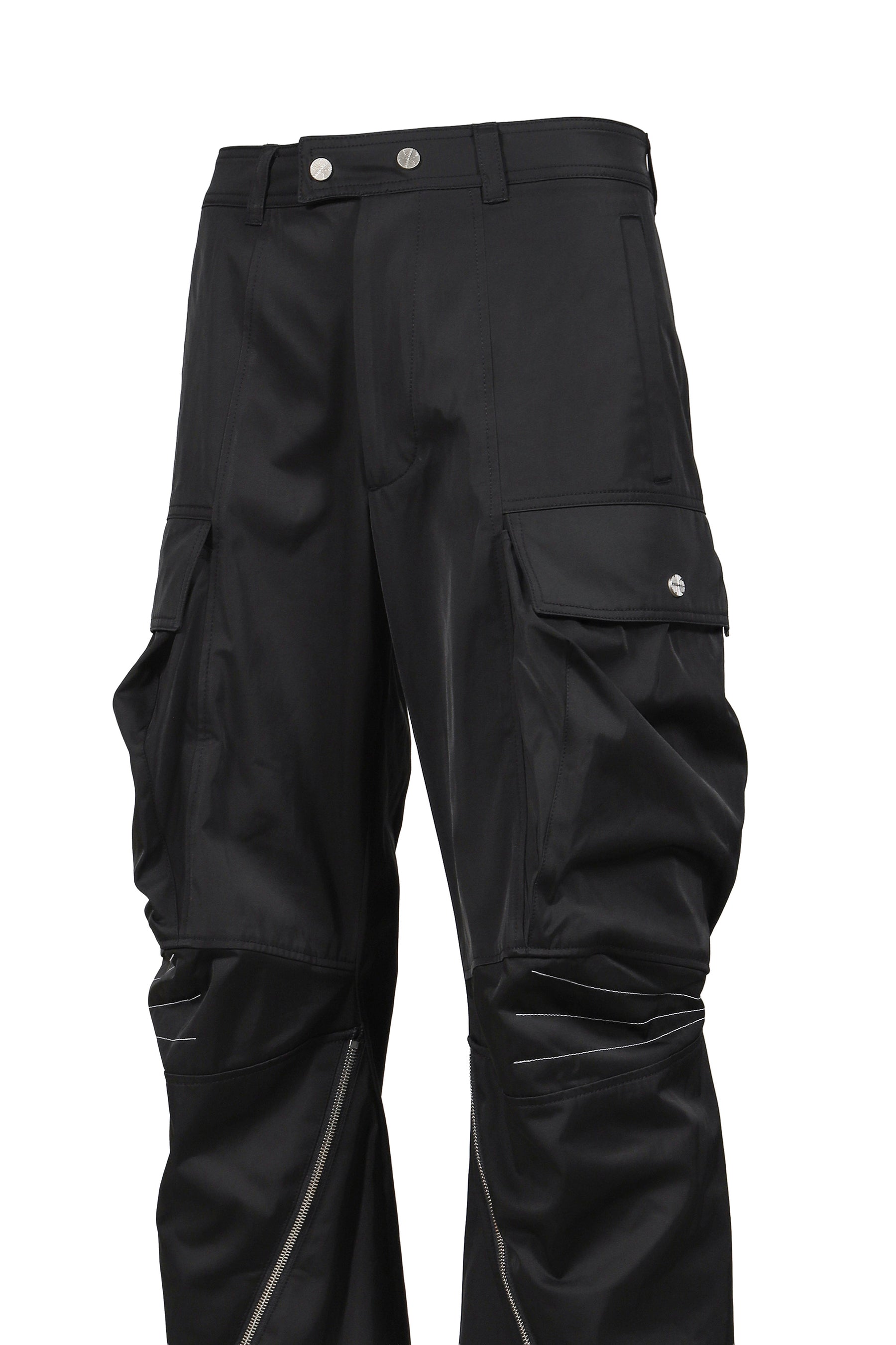 ARTICULATED KNEE DART CARGO TROUSERS / BLK