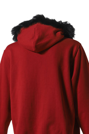 FUR HOODIE BURGUNDY / BUR