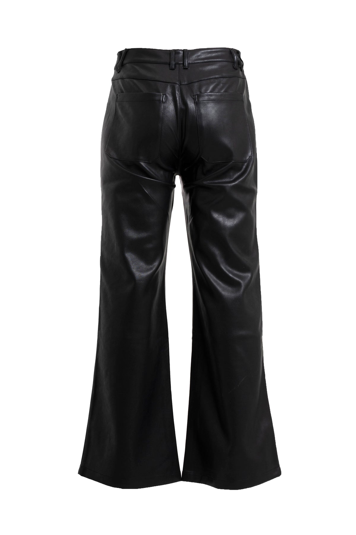 LEATHER WIDE PANTS / BLK