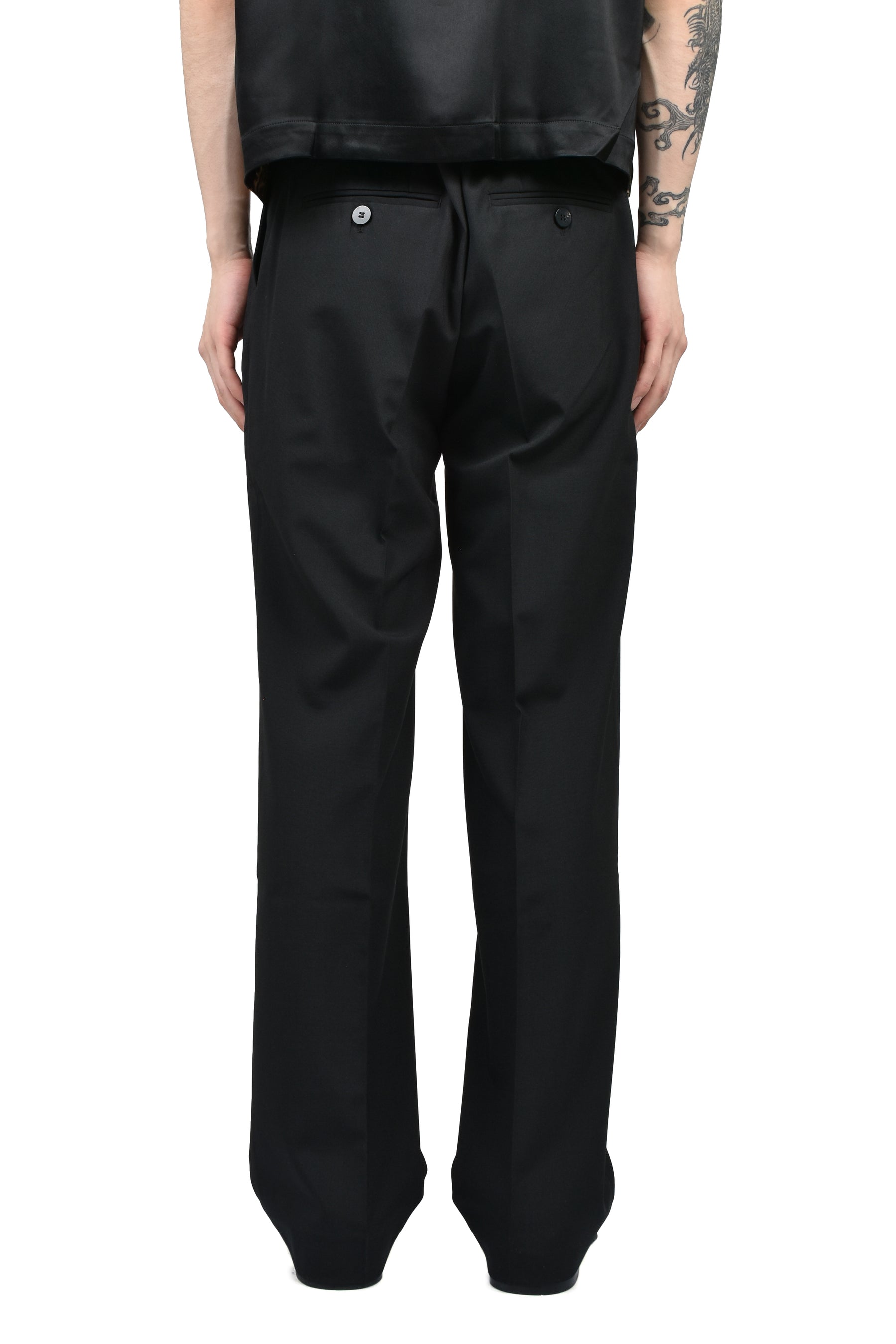 PLEATED STRAIGHT FIT TROUSERS / BLK