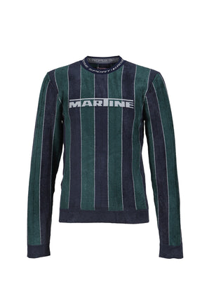 SPORTY LOGO CREW NECK / GRN NVY