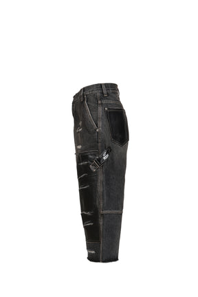BIKER TESTER JEANS / BLACK WASHED