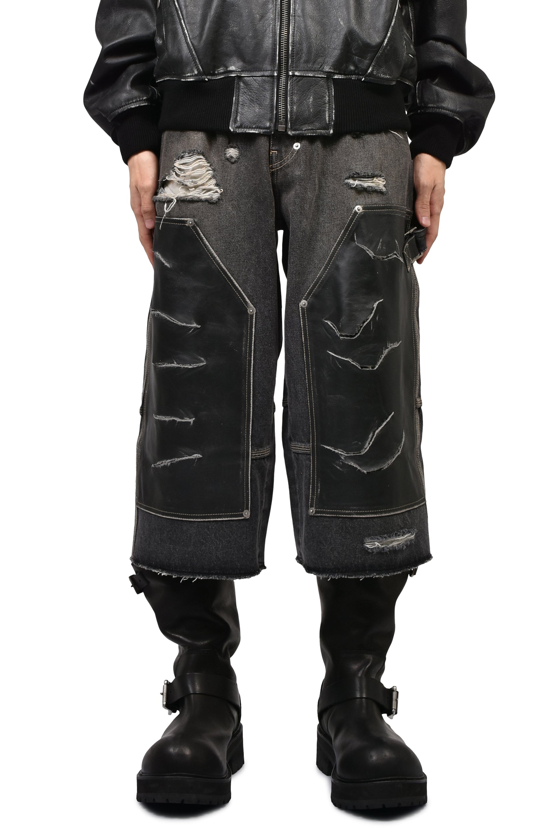 BIKER TESTER JEANS / BLACK WASHED