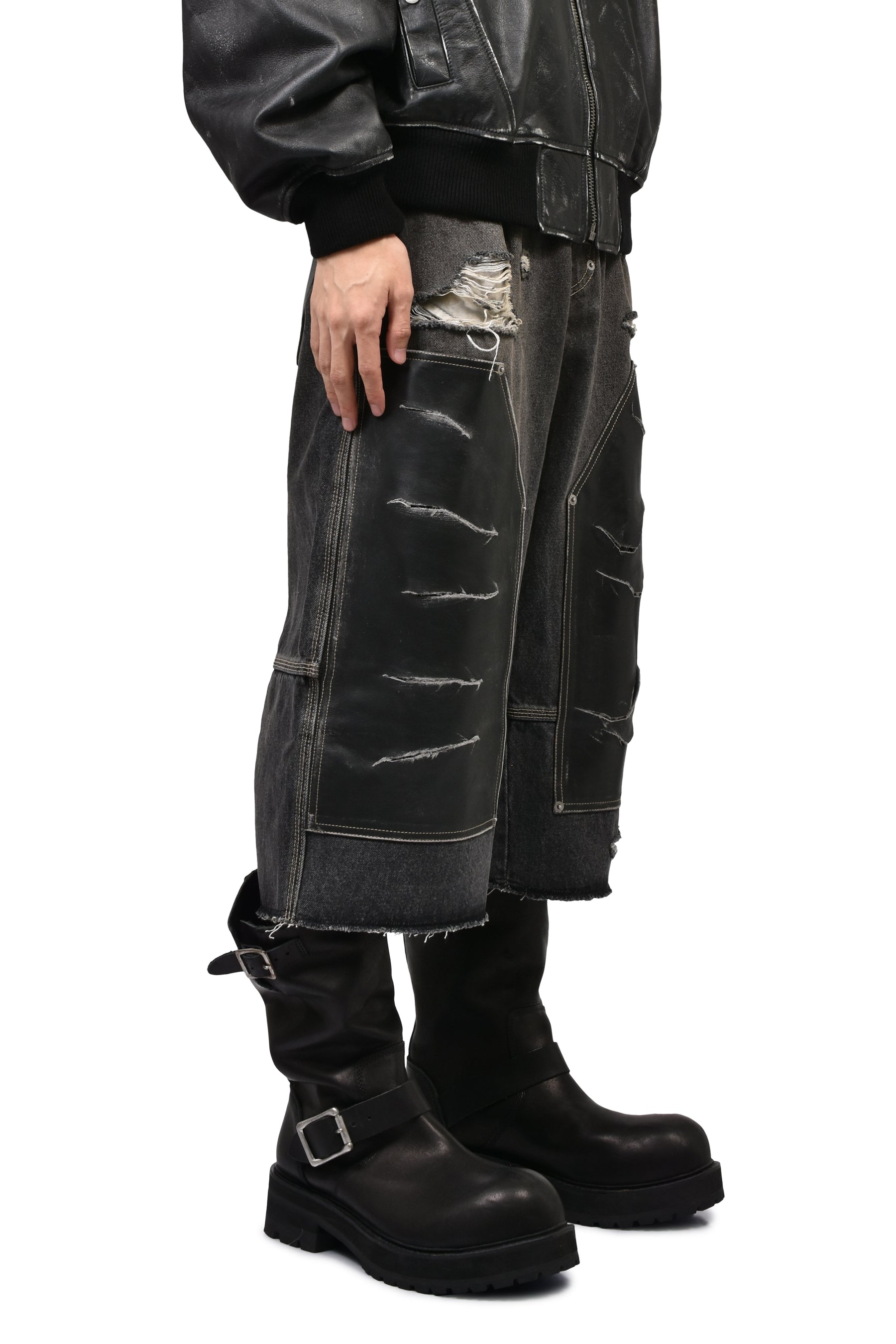 BIKER TESTER JEANS / BLACK WASHED