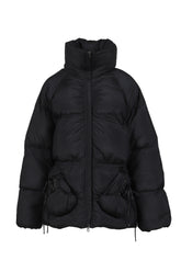 BLACK PUFFER JACKET WITH BOXING GLOVE DETAILS