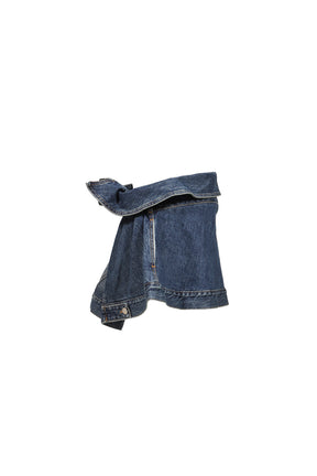 BELTED DENIM JACKET SKIRT / BLU