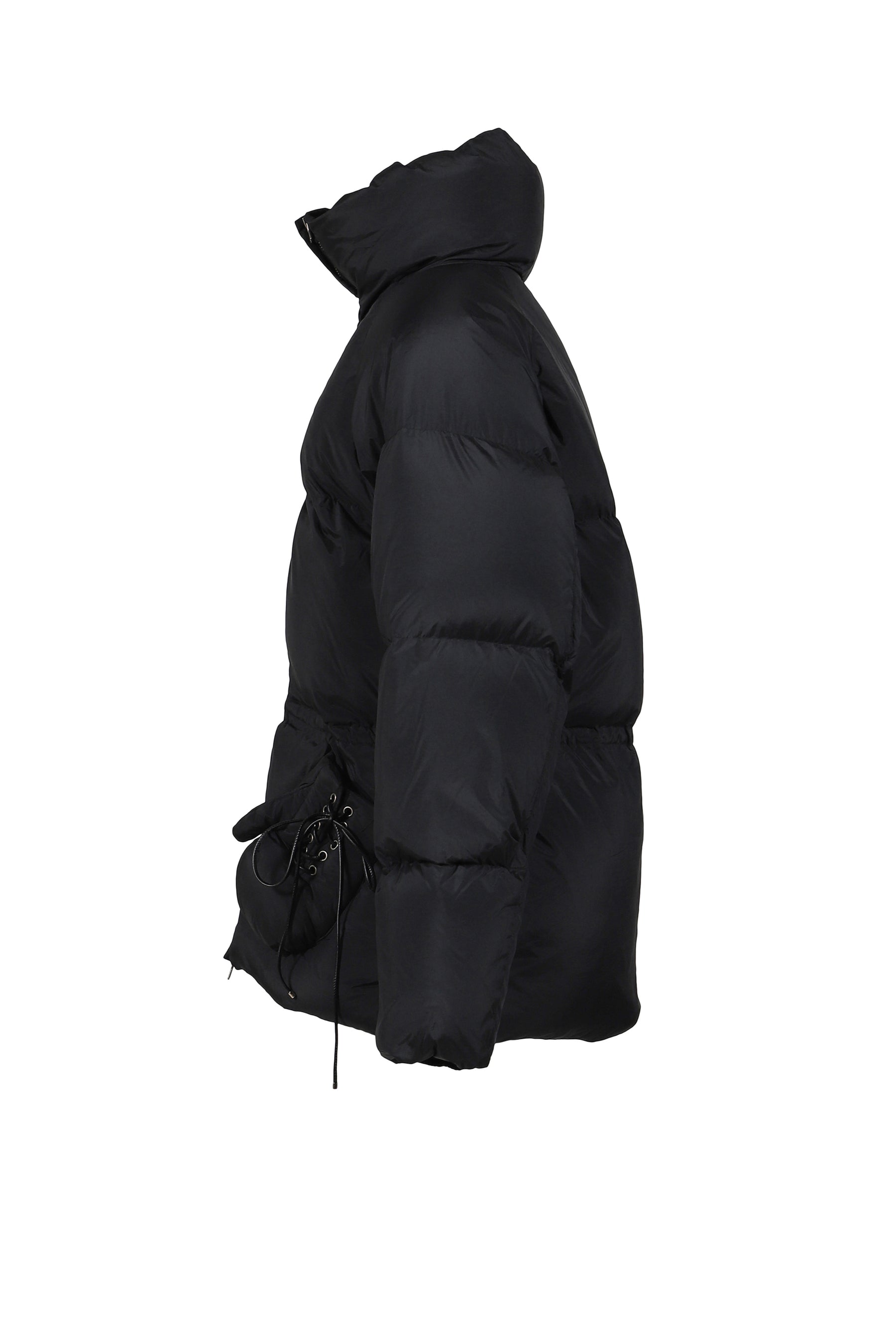 BLACK PUFFER JACKET WITH BOXING GLOVE DETAILS