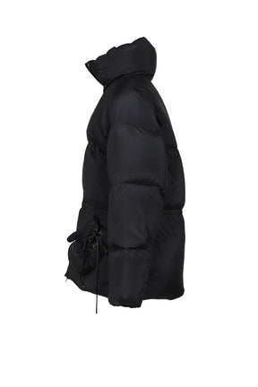 BLACK PUFFER JACKET WITH BOXING GLOVE DETAILS