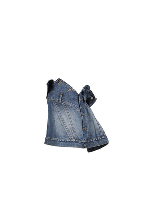 BELTED DENIM JACKET SKIRT / BLU