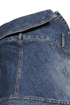 BELTED DENIM JACKET SKIRT / BLU