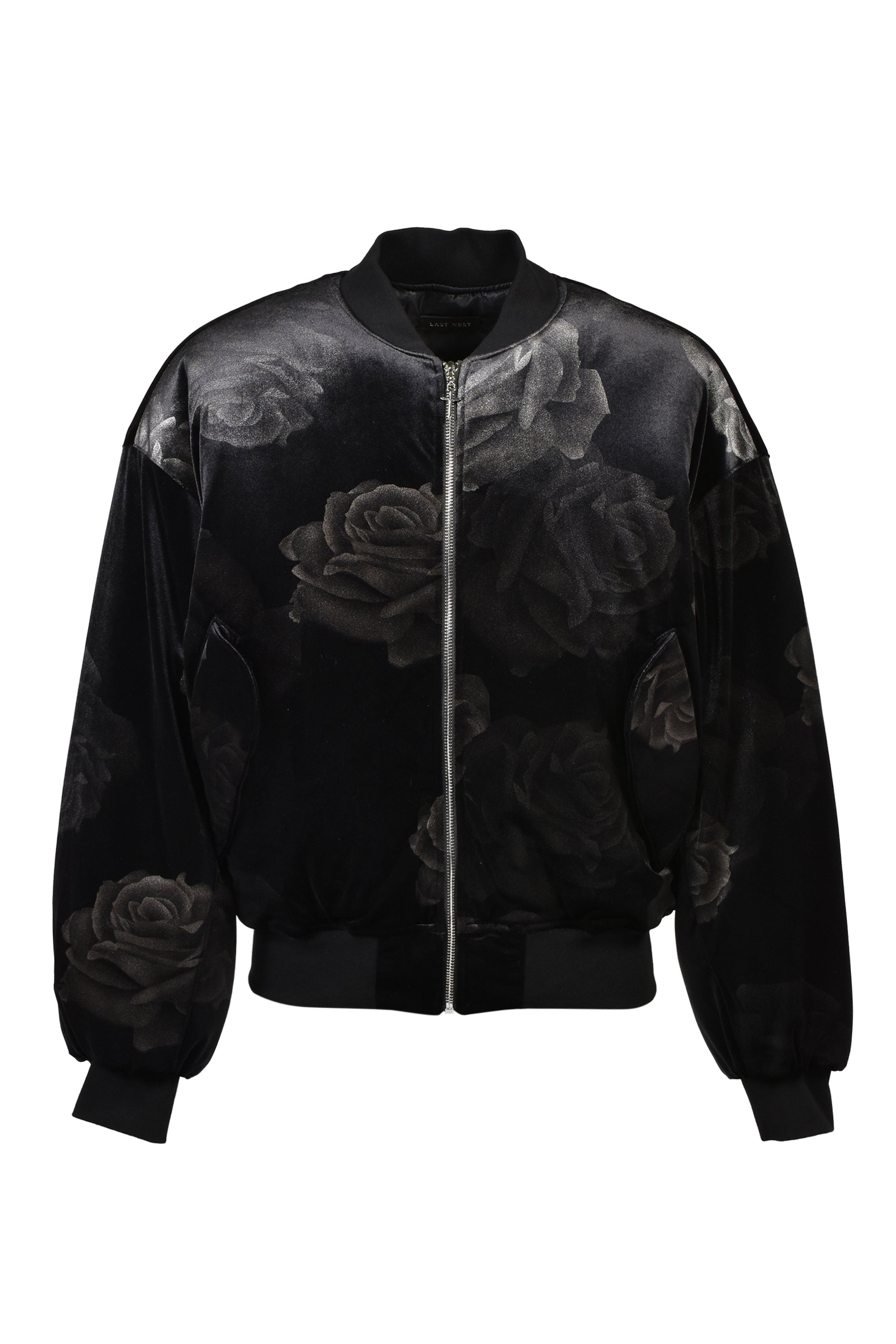 ROSE VELVET BOMBER JACKET / BLK