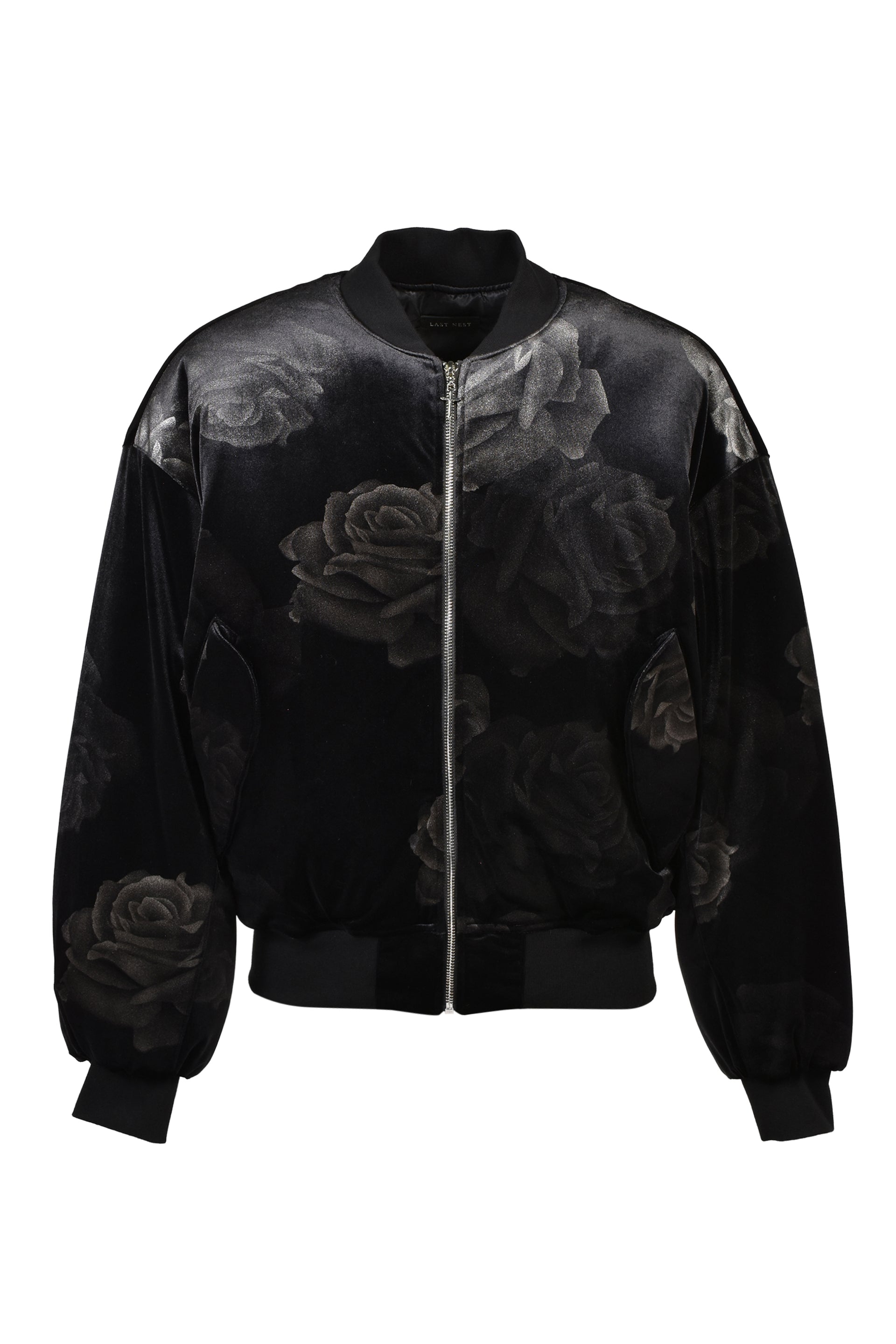 ROSE VELVET BOMBER JACKET / BLK
