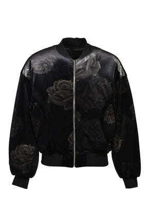 ROSE VELVET BOMBER JACKET / BLK
