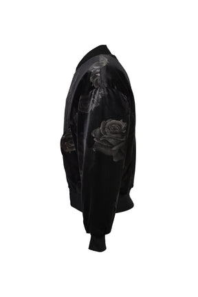 ROSE VELVET BOMBER JACKET / BLK