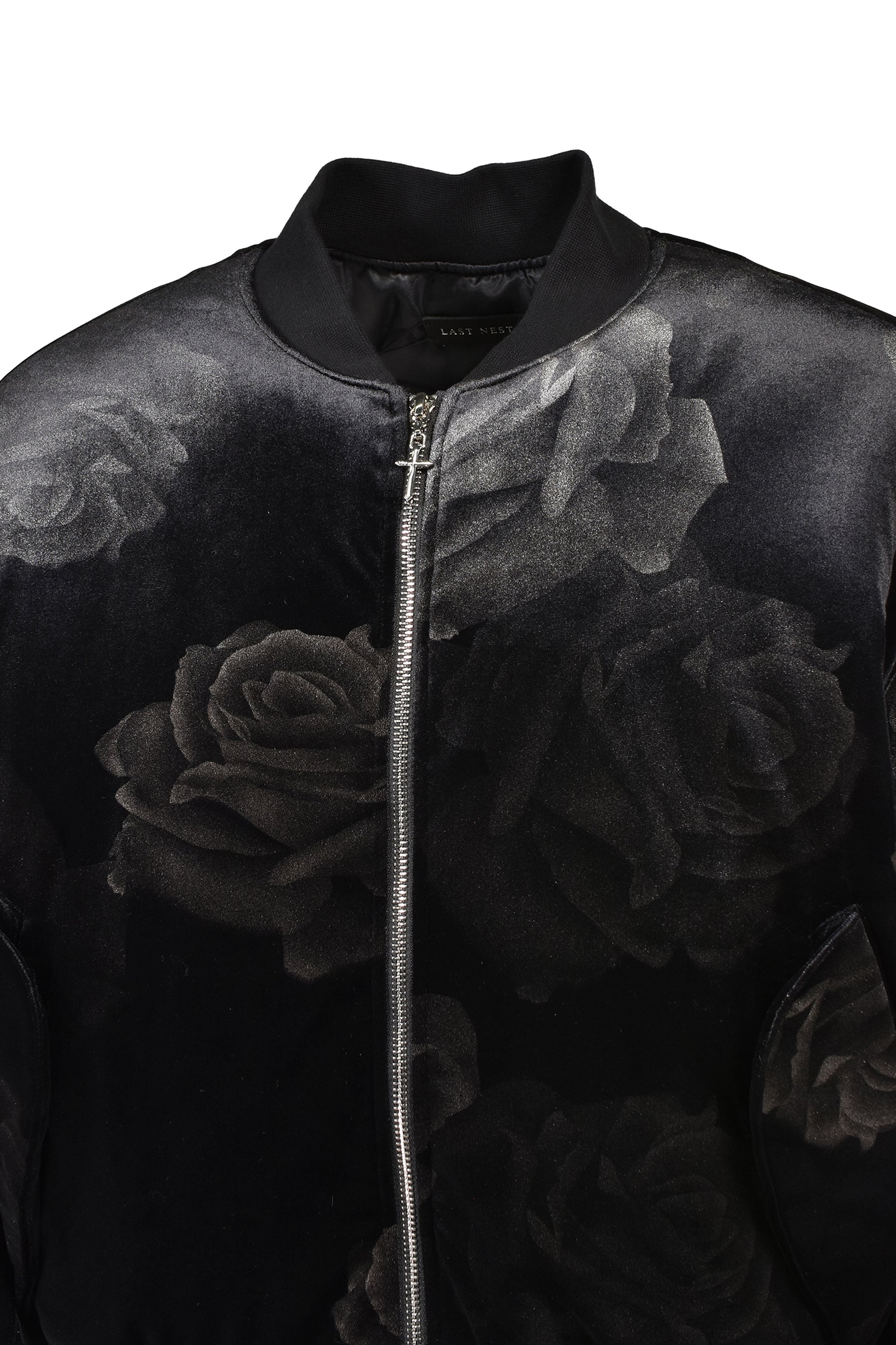 ROSE VELVET BOMBER JACKET / BLK