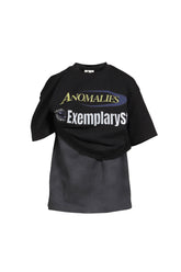 LAYERED DECONSTRUCTED TWO-PIECE SHORT-SLEEVED TOP / BLK
