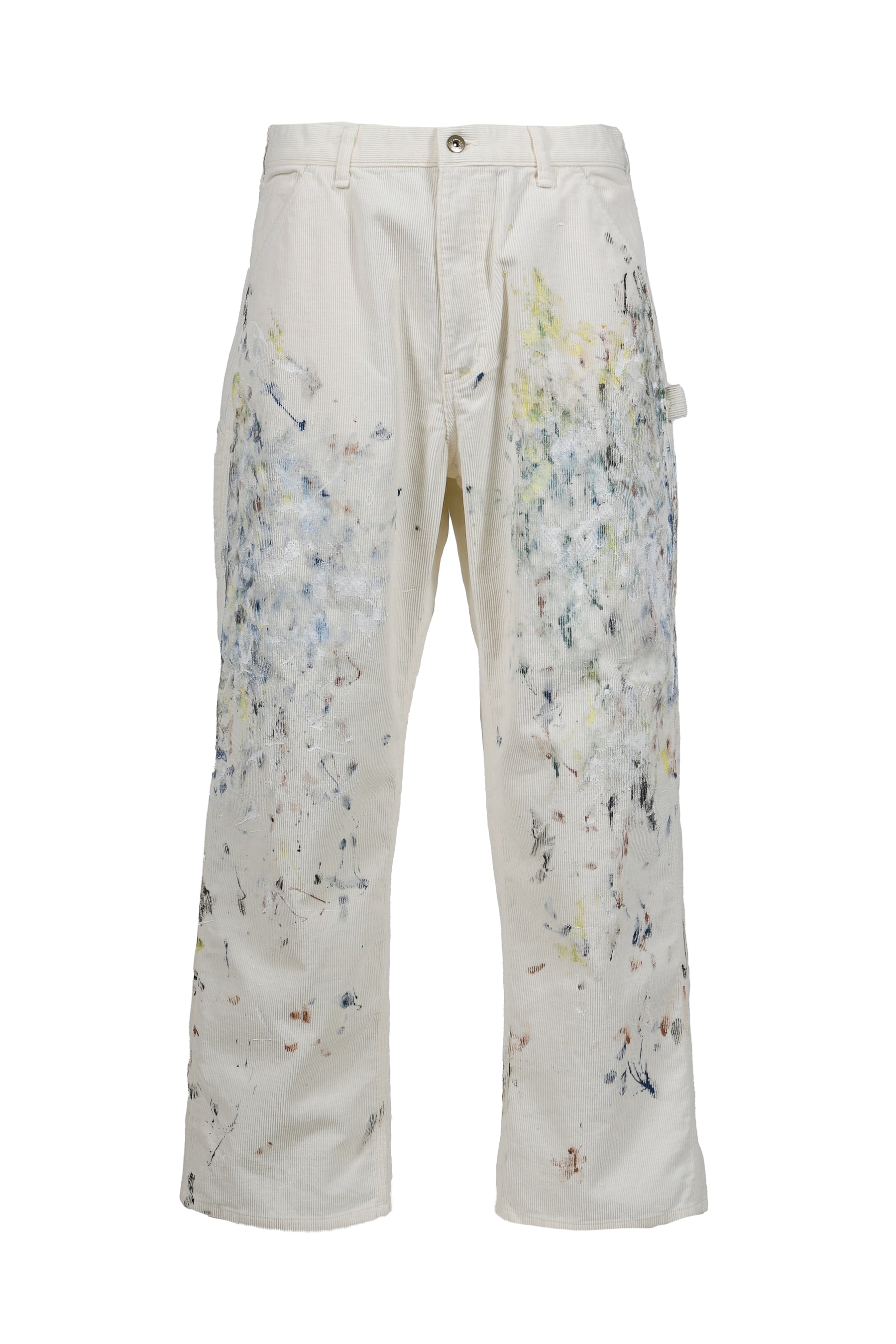 CORDULOY CARPENTER PAINTED PANTS / WHT 