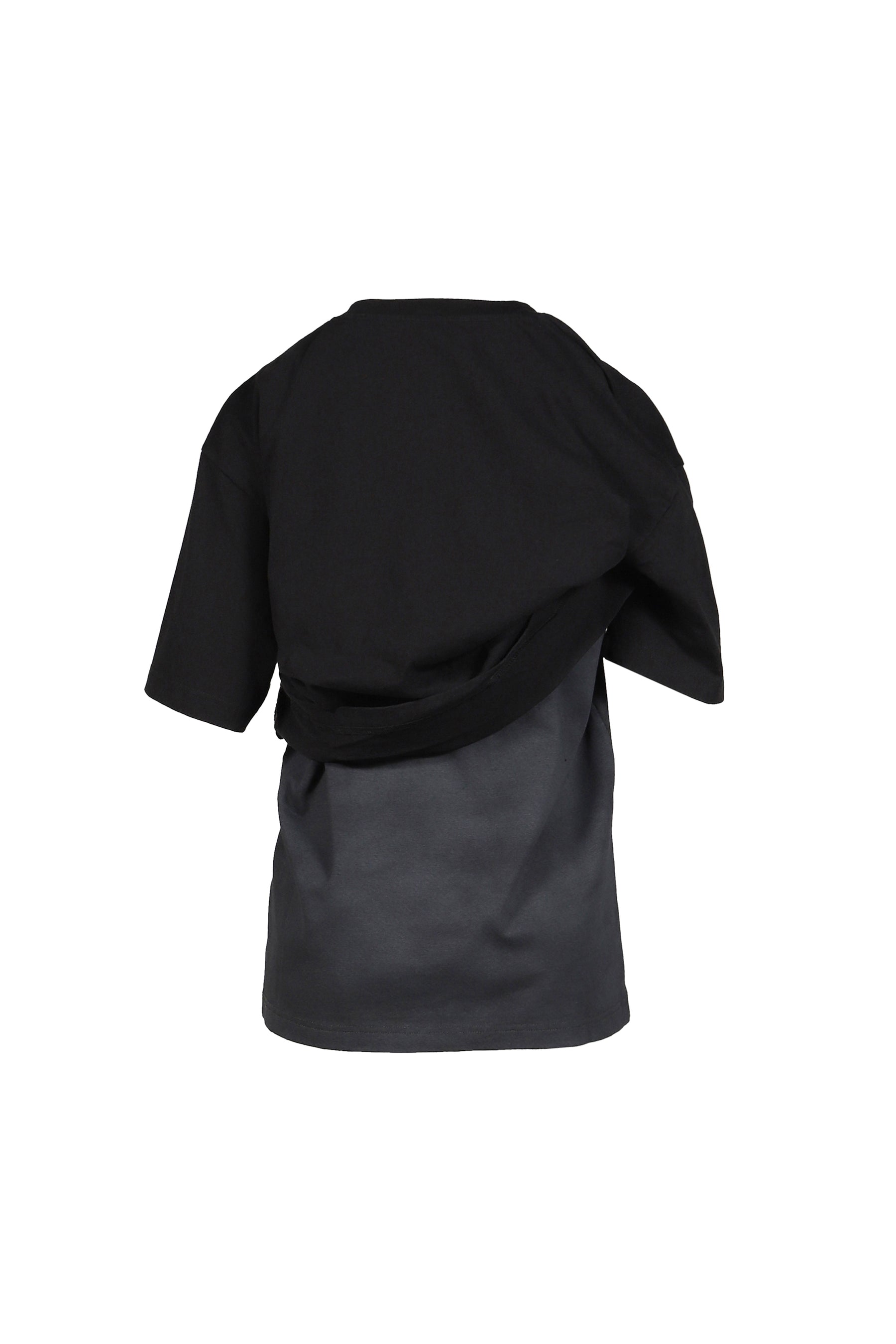 LAYERED DECONSTRUCTED TWO-PIECE SHORT-SLEEVED TOP / BLK