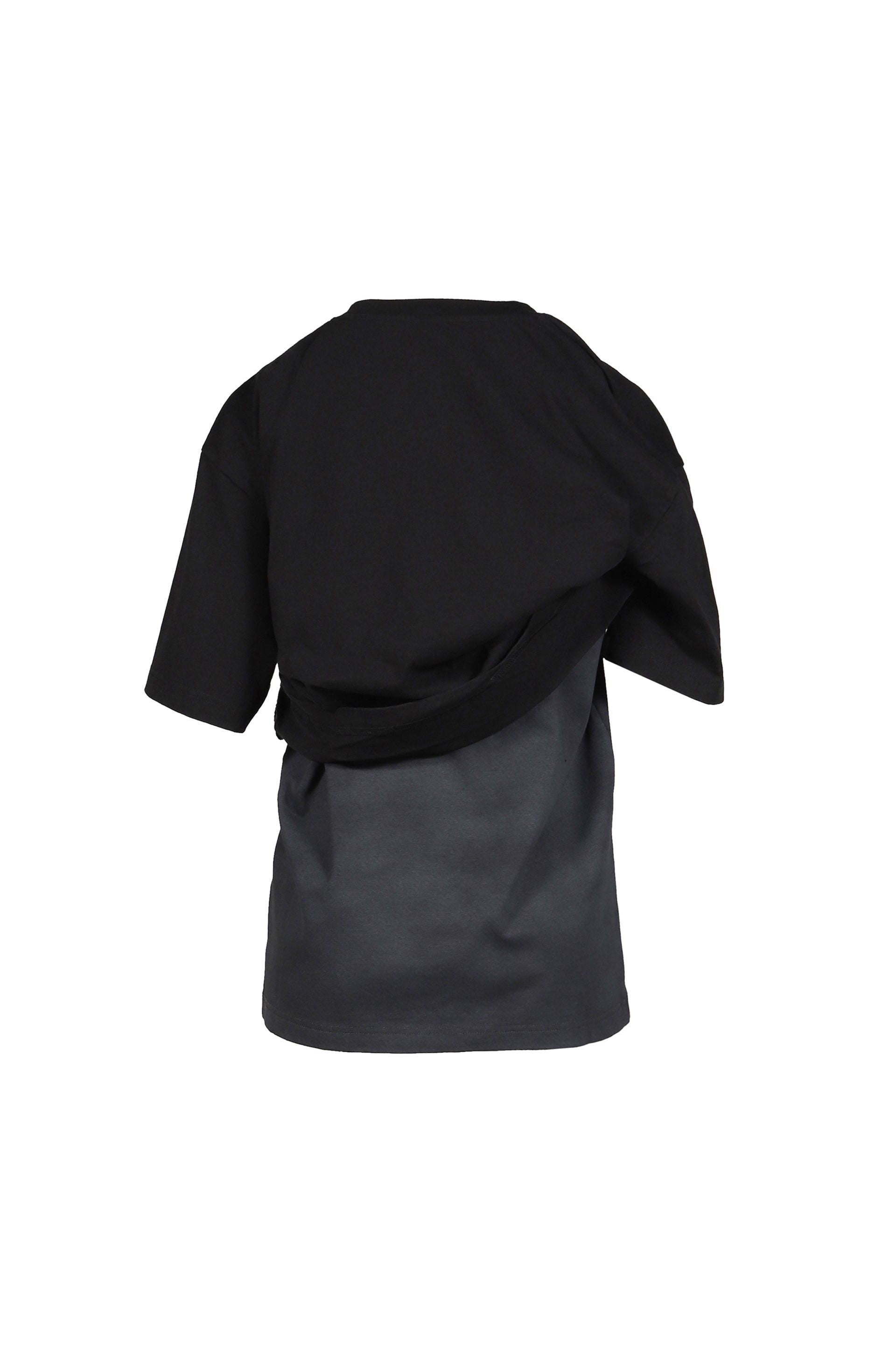 LAYERED DECONSTRUCTED TWO-PIECE SHORT-SLEEVED TOP / BLK
