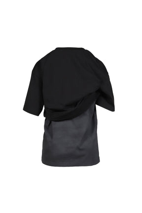 LAYERED DECONSTRUCTED TWO-PIECE SHORT-SLEEVED TOP / BLK