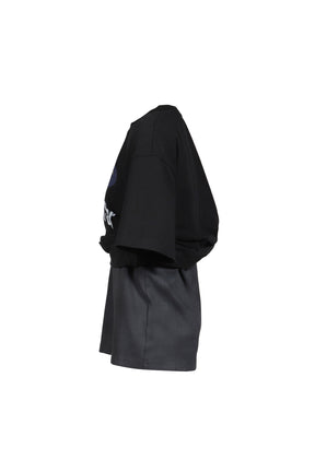 LAYERED DECONSTRUCTED TWO-PIECE SHORT-SLEEVED TOP / BLK