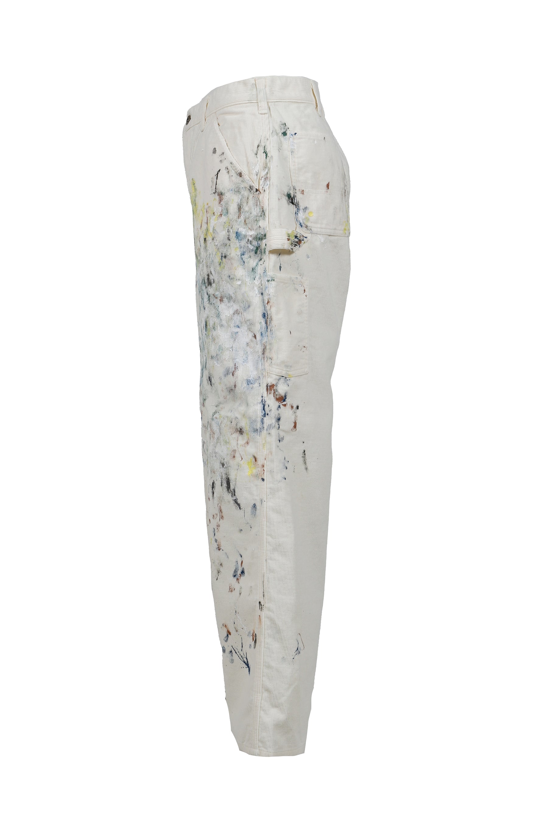 CORDULOY CARPENTER PAINTED PANTS / WHT 