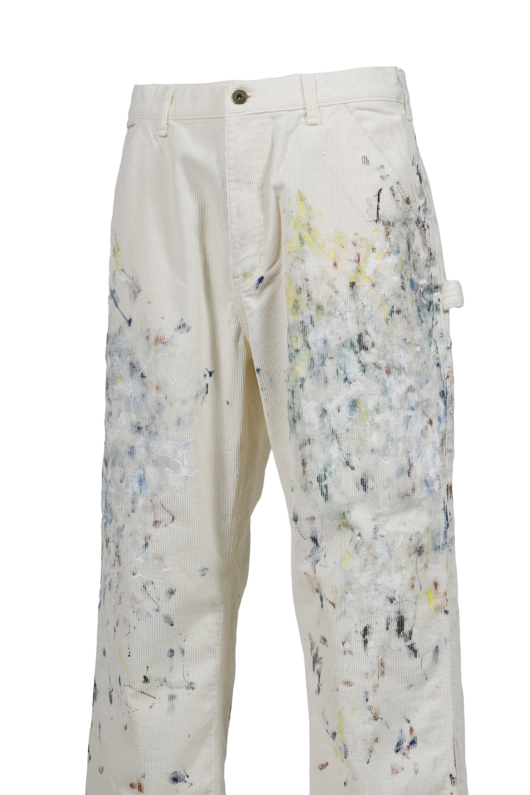 CORDULOY CARPENTER PAINTED PANTS / WHT 