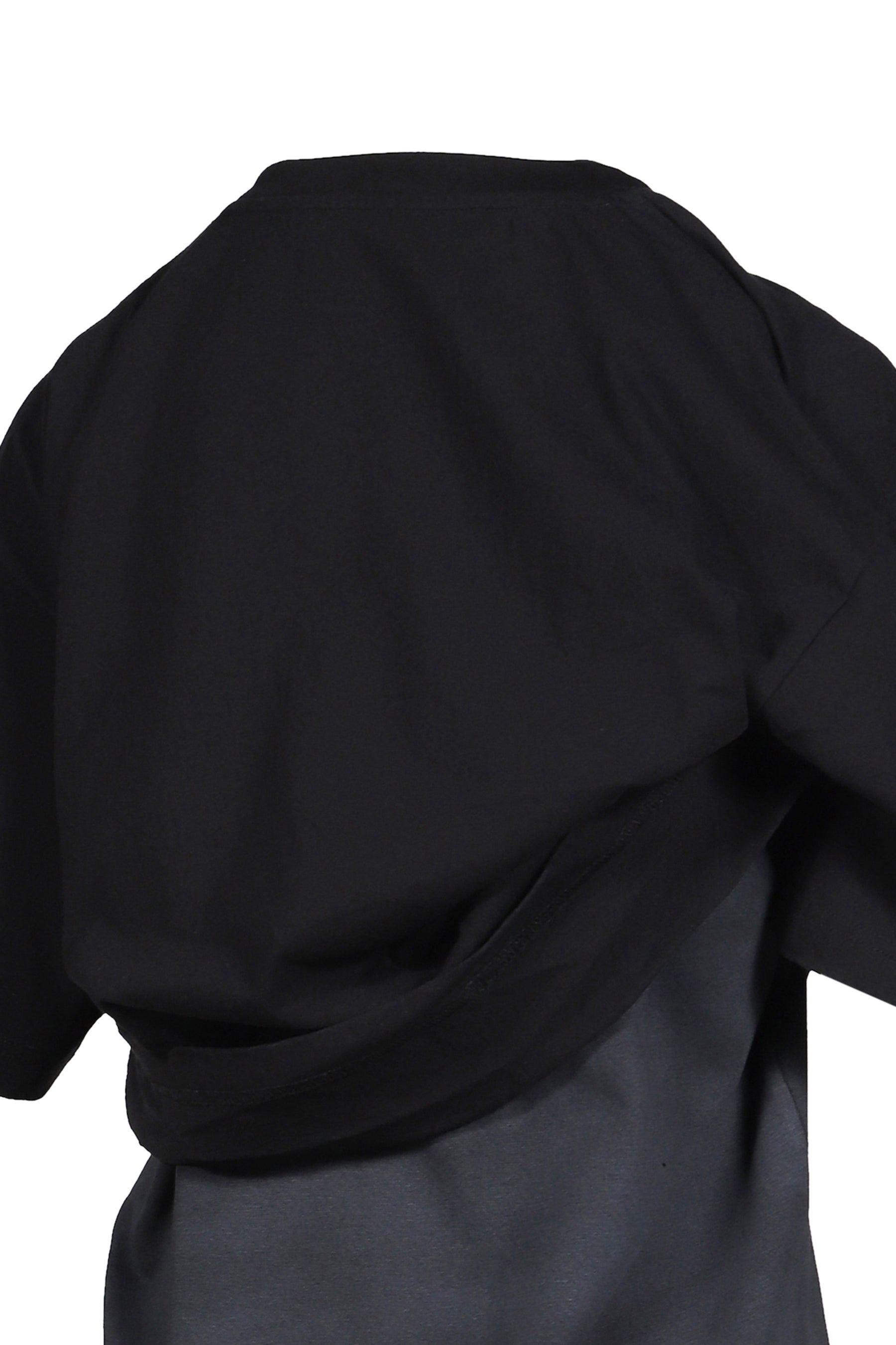 LAYERED DECONSTRUCTED TWO-PIECE SHORT-SLEEVED TOP / BLK