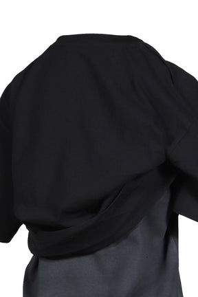 LAYERED DECONSTRUCTED TWO-PIECE SHORT-SLEEVED TOP / BLK