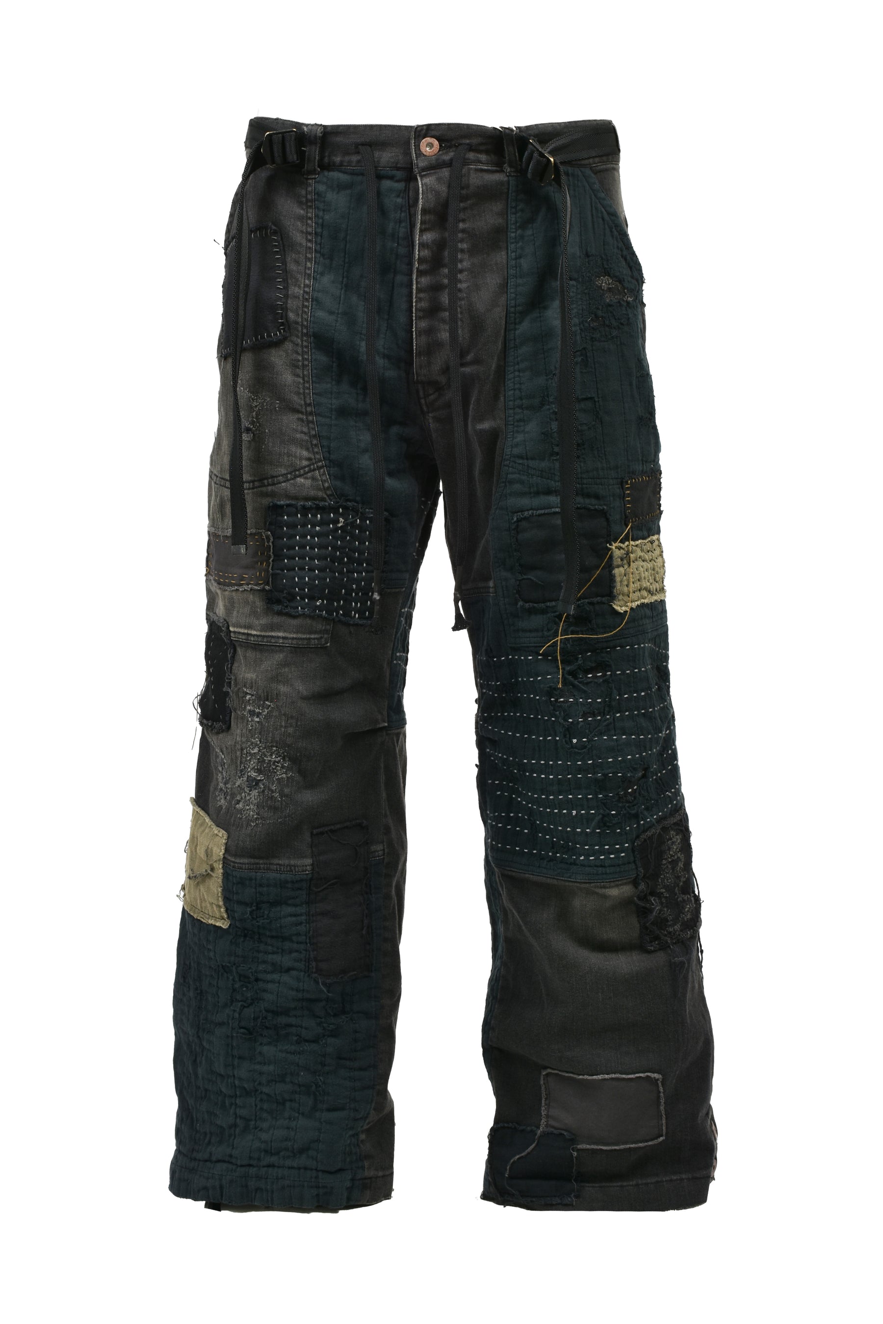 CRUST DAMAGE REPAIR WIDE PANTS / BLK