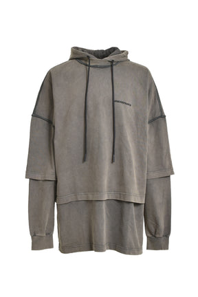 HOODED TEE OVERLAPPED WASHED GREY / WASH GRY