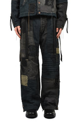 CRUST DAMAGE REPAIR WIDE PANTS / BLK