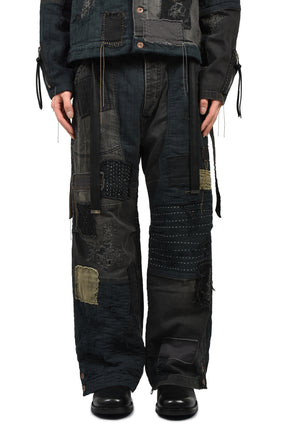 CRUST DAMAGE REPAIR WIDE PANTS / BLK