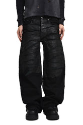 CRUDE LEATHER BAGGY DENIM / BLK