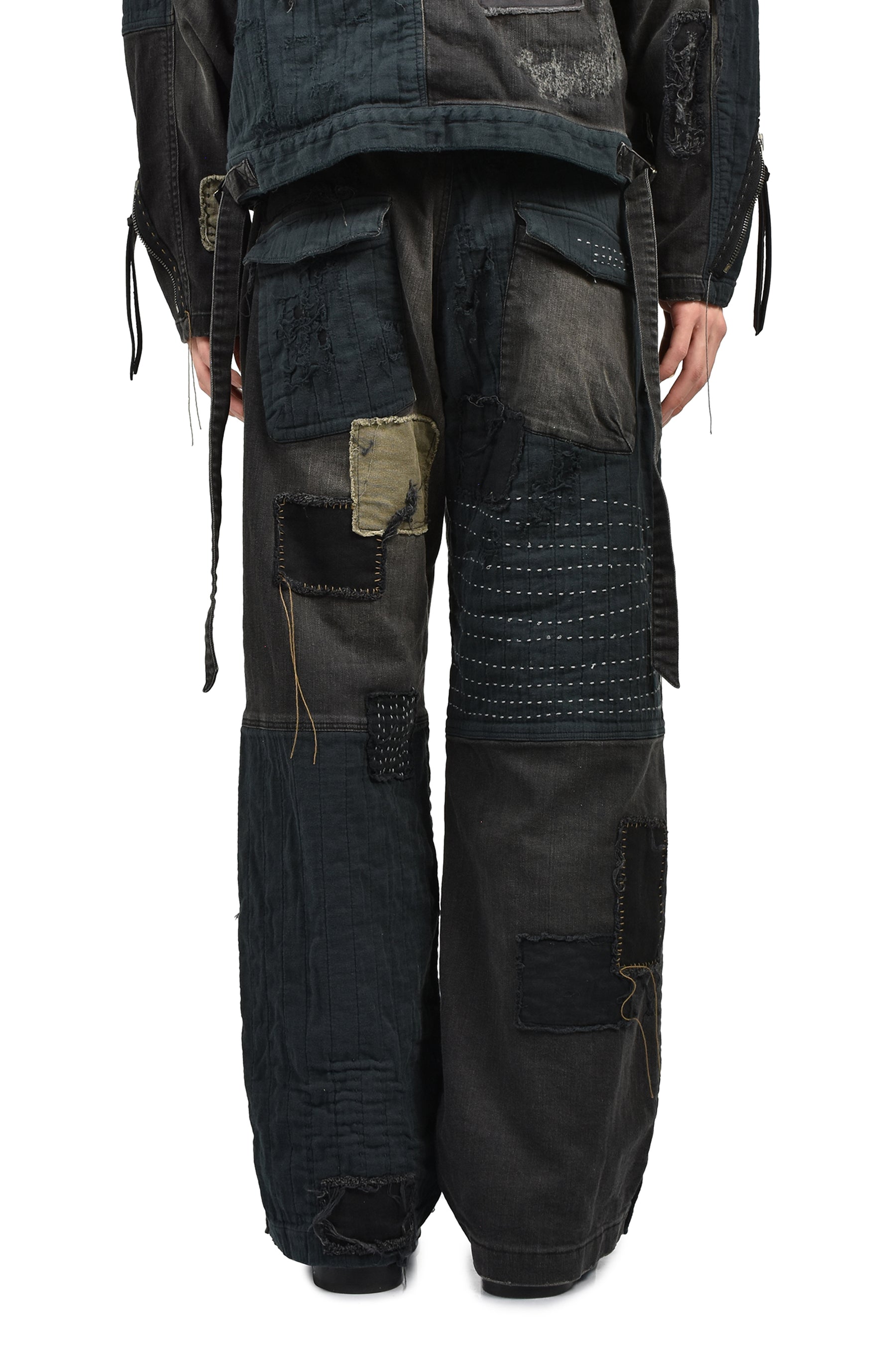CRUST DAMAGE REPAIR WIDE PANTS / BLK