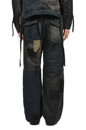 CRUST DAMAGE REPAIR WIDE PANTS / BLK
