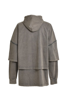 HOODED TEE OVERLAPPED WASHED GREY / WASH GRY