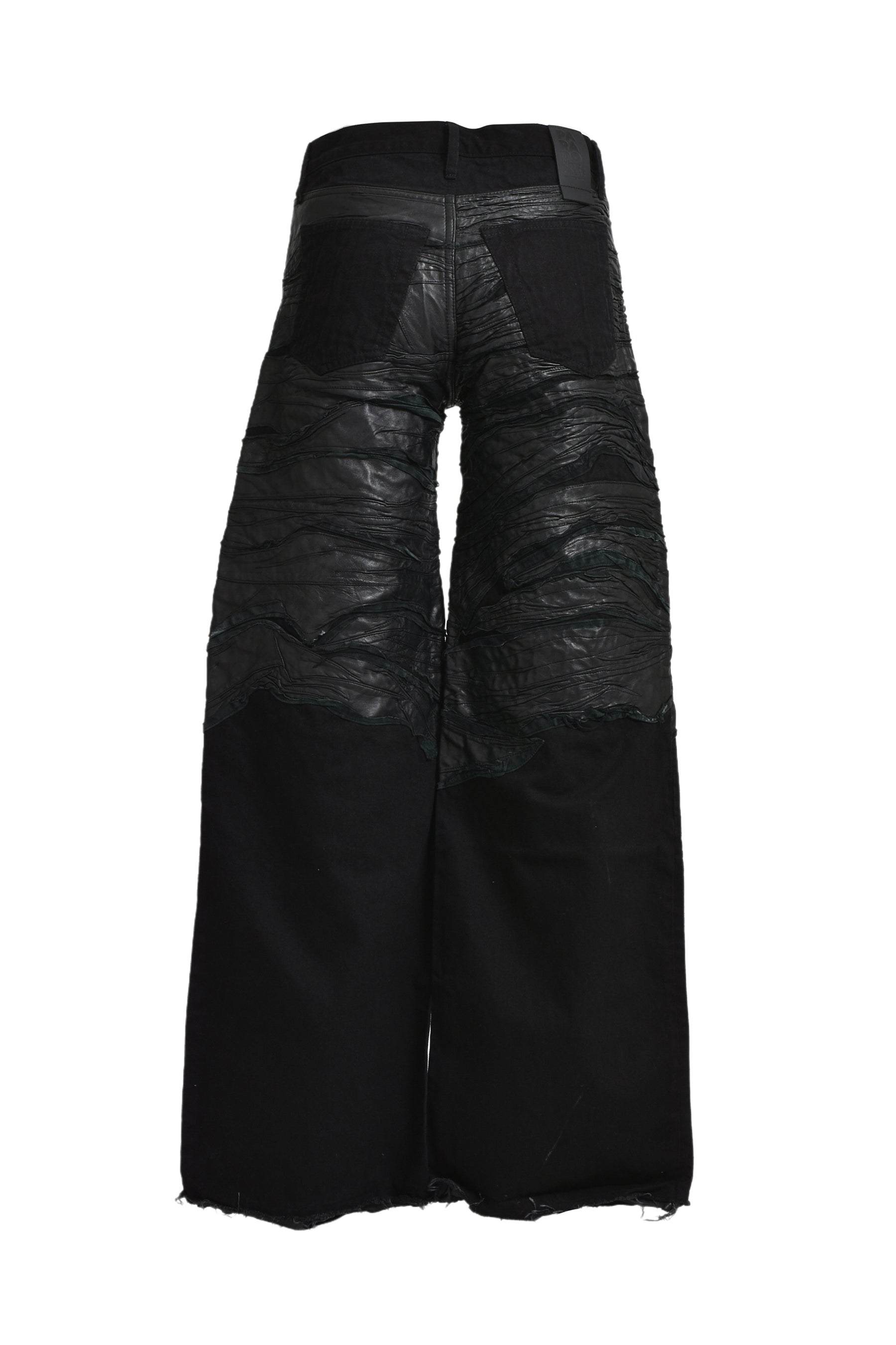 CRUDE LEATHER BAGGY DENIM / BLK