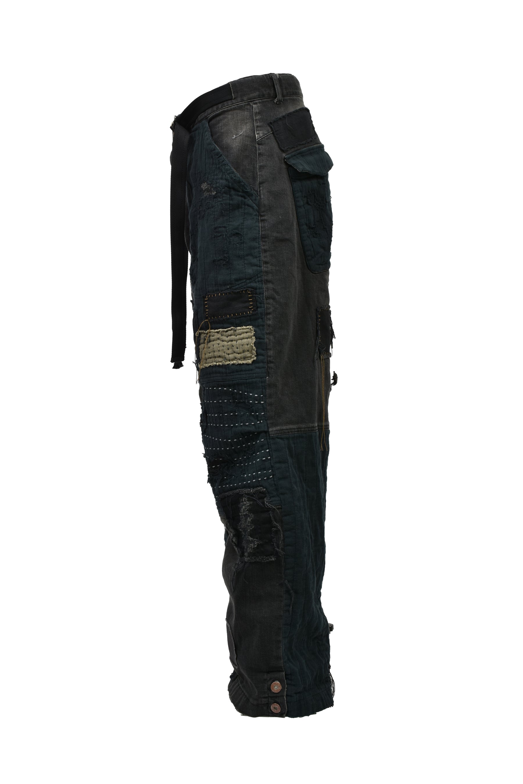 CRUST DAMAGE REPAIR WIDE PANTS / BLK