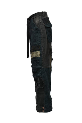 CRUST DAMAGE REPAIR WIDE PANTS / BLK