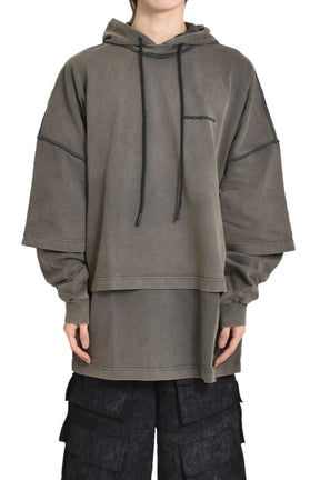 HOODED TEE OVERLAPPED WASHED GREY / WASH GRY