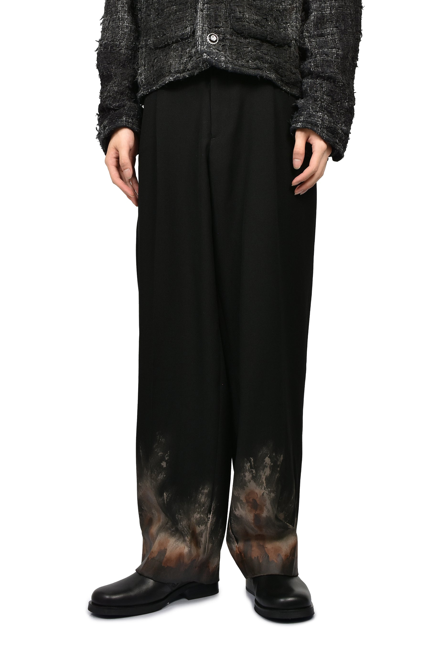 MUD-HAND-PAINTED TAILORED TROUSER / BLK